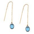 14k Gold Swiss Blue Topaz Threader Earrings
