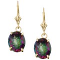 14k Gold Mystic Fire Topaz Leverback Earrings