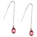 14k White Gold Pure Pink Topaz Threader Earrings