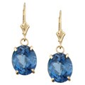 14k Gold London Blue Topaz Leverback Earrings