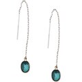 14k White Gold Paraiba Topaz Threader Earrings