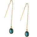 14k Yellow Gold Paraiba Topaz Threader Earrings
