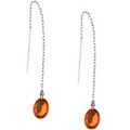 14k Gold Created Padparadsha Sapphire Threader Earrings
