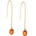 14k Gold Created Padparadsha SapphireThreader Earrings