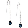 14k Gold London Blue Topaz Threader Earrings