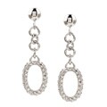 Sterling Silver Cubic Zirconia Oval Drop Earrings