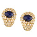 18k Gold 5ct TDW Diamond and Sapphire Earrings (J, I1)