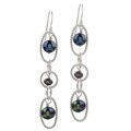 Sterling Silver Peacock Grey FW Pearl Link Earrings (5.5 mm)