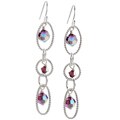 Sterling Silver Amethyst Crystal Link Earrings