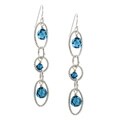 Sterling Silver Teal Blue Crystal Link Earrings