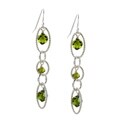 Sterling Silver Green Crystal Link Earrings