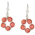 Sterling Silver Coral Pink Crystal Circle Earrings