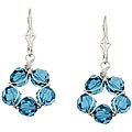 Sterling Silver Teal Blue Crystal Circle Earrings