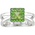 14k White Gold Peridot and Tsavorite Ring