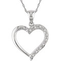 14k White Gold Diamond Heart Necklace