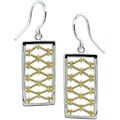 Two-tone Sterling Silver Rectangular Earrings