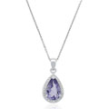 Sterling Silver Amethyst and CZ Teardrop Necklace