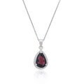 Sterling Silver Garnet and CZ Teardrop Necklace