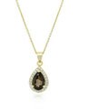 18k Gold over Silver Smokey Quartz and CZ Necklace