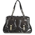 Fendi Dark Brown Patent 'B.Fendi' Buckle Bag