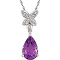 10k White Gold .Amethyst and Diamond Necklace