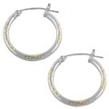 14k Two-tone Gold Etched Hoop Earrings