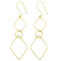 14k Gold Double Square Wire Drop Earrings