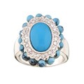 Sterling Silver Turquoise and CZ Victorian Ring