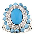 Sterling Silver Turquoise and CZ Victorian Ring