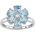 10k Gold Blue Topaz and 1/10ct TDW Diamond Ring