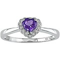 10k Gold Heart-shaped Amethyst and Diamond Ring