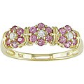 10k Gold Pink Tourmaline and Diamond Flower Ring