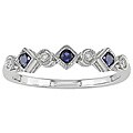 10k White Gold Sapphire and Diamond Ring