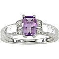 10k White Gold Amethyst and Diamond Ring