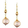 14k Goldfill Champagne FW Coin Pearl Earrings (14 mm)