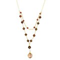 14k Goldfill Chestnut Brown FW Coin Pearl Layered Necklace (12 mm)