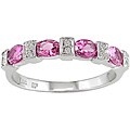 10k White Gold Pink Tourmaline and Diamond Band