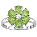 10k White Gold Peridot and 1/10ct TDW Diamond Ring