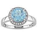 10k Gold Blue Topaz and 1/10ct TDW Diamond Ring