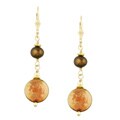 14k Goldfill Chestnut Brown FW Coin Pearl Earrings (14 mm)