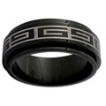 Black Stainless Steel Greek Key Spinner Band