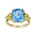 14k Yellow Gold Blue Topaz and Peridot Ring