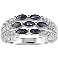 14k Gold Sapphire and 1/10ct TDW Diamond Ring