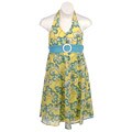 Hype Girl's Floral Print Halter Dress with Self Belt