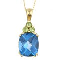 14k Yellow Gold Blue Topaz and Peridot Necklace
