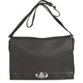 Fendi Soft Pebbled Leather Flap Messenger Bag