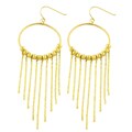 14k Yellow Gold Ball Dangle Hoop Earrings