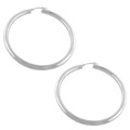 14k White Gold Round Large Hoop Earrings