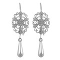 14k White Gold Snowflake and Teardrop Earrings