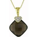 10k Yellow Gold Smokey Quartz and Diamond Necklace